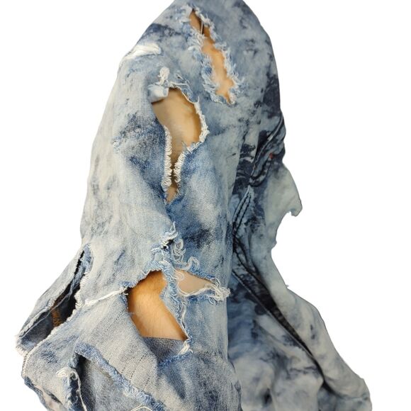 Heavily TRASHED Rock Revival Shorts Men’s 42 Tie Dye Acid Wash Light Denim READ - Picture 4 of 16